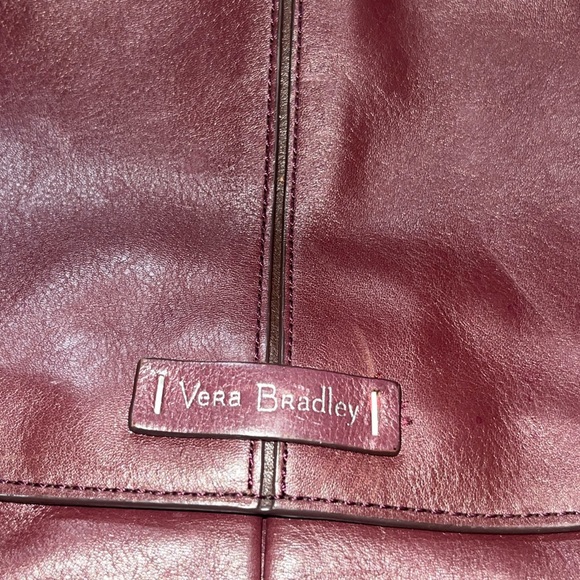 Vera Bradley Red Leather Handbag Purse With Floral Interior - Picture 5 of 5